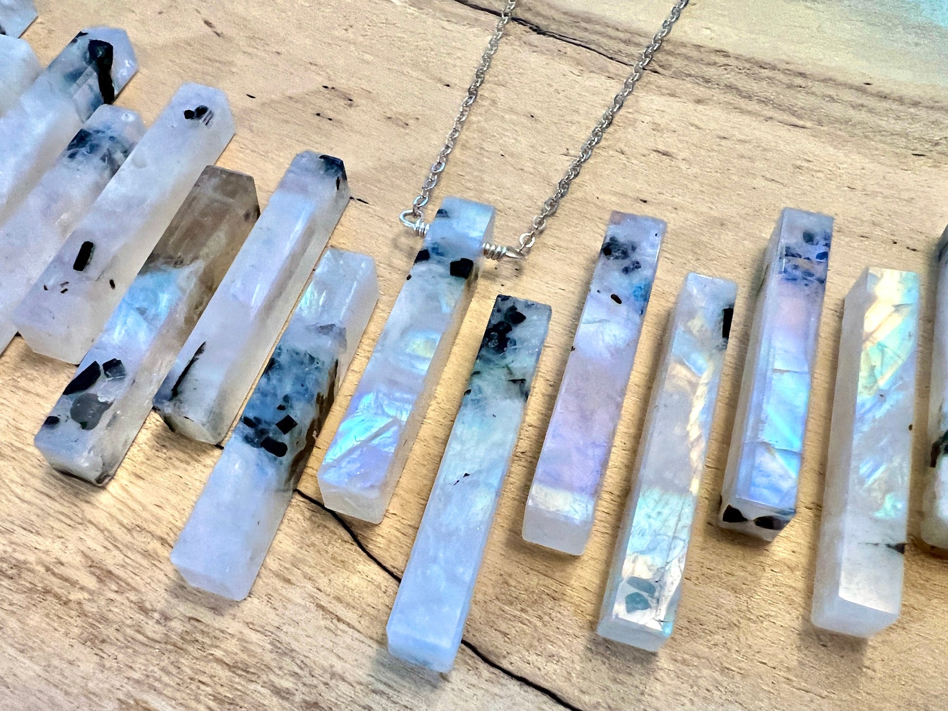 Black moonstone necklace for men women Tourmaline Crystal necklace men Couples necklaces Rainbow moonstone jewelry Gift for girlfriend