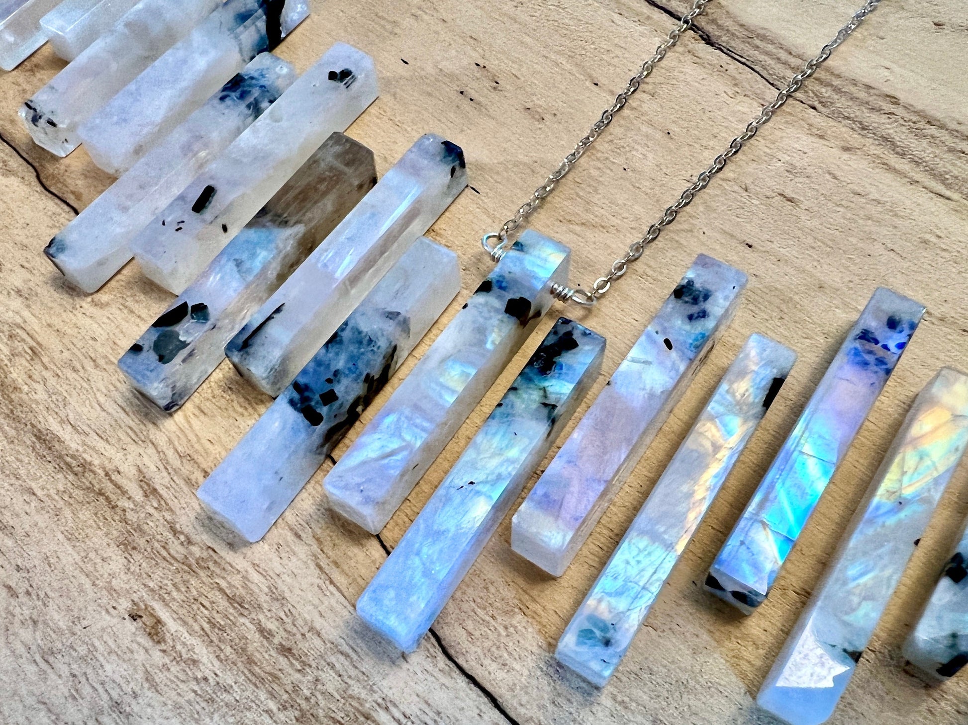 Black moonstone necklace for men women Tourmaline Crystal necklace men Couples necklaces Rainbow moonstone jewelry Gift for girlfriend