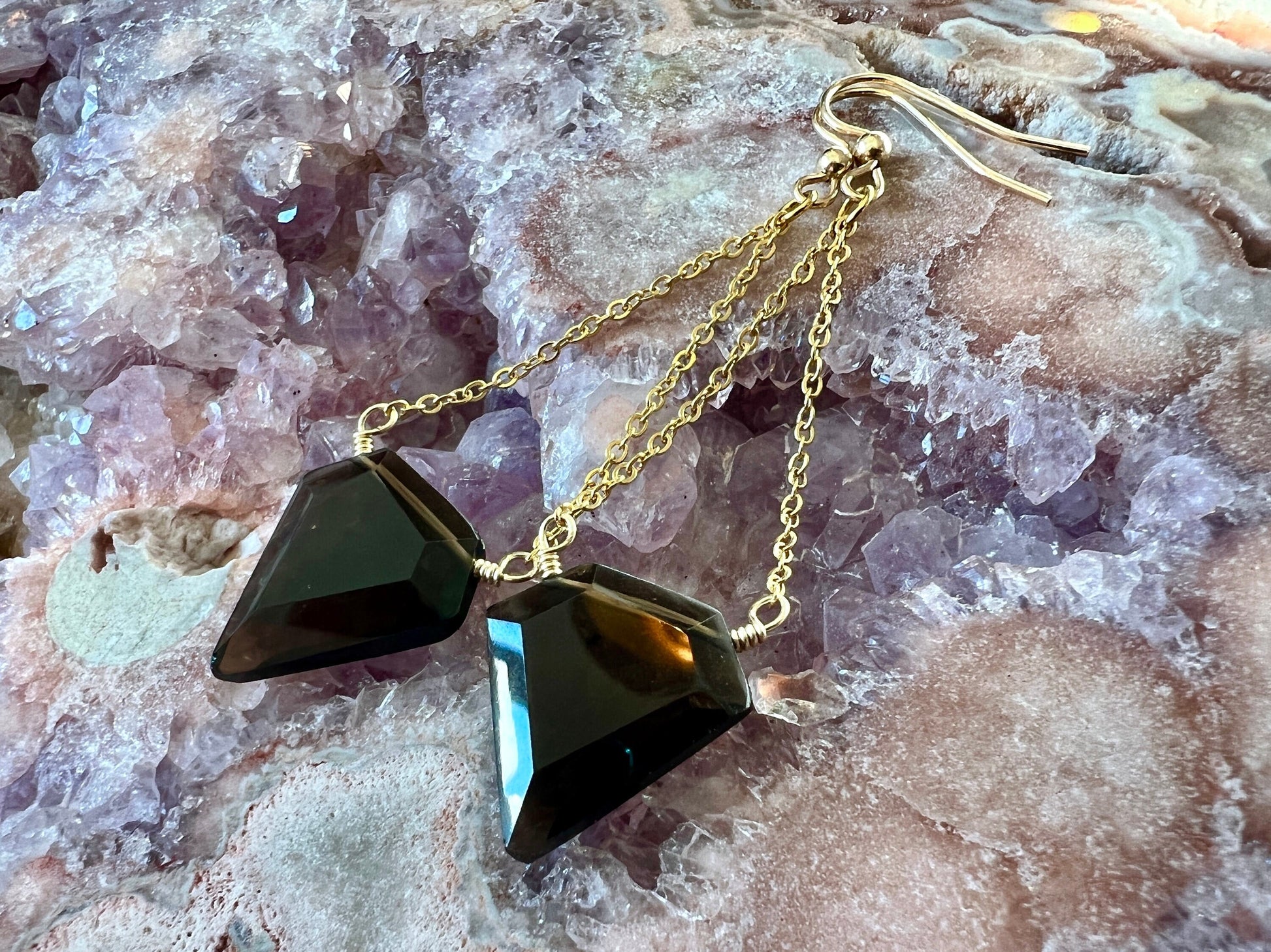 Real Smoky Quartz earrings Brown Smoky Quartz jewelry Smokey Quartz earrings Quartz dangle earrings Gemstone earrings Long crystal earrings