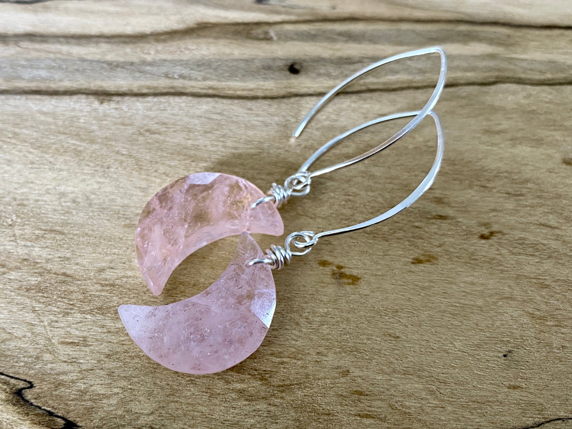 Rainbow moonstone earrings Crystal moon earrings Raw moonstone moon earrings Crescent moon earrings Half moon shaped moonstone jewelry