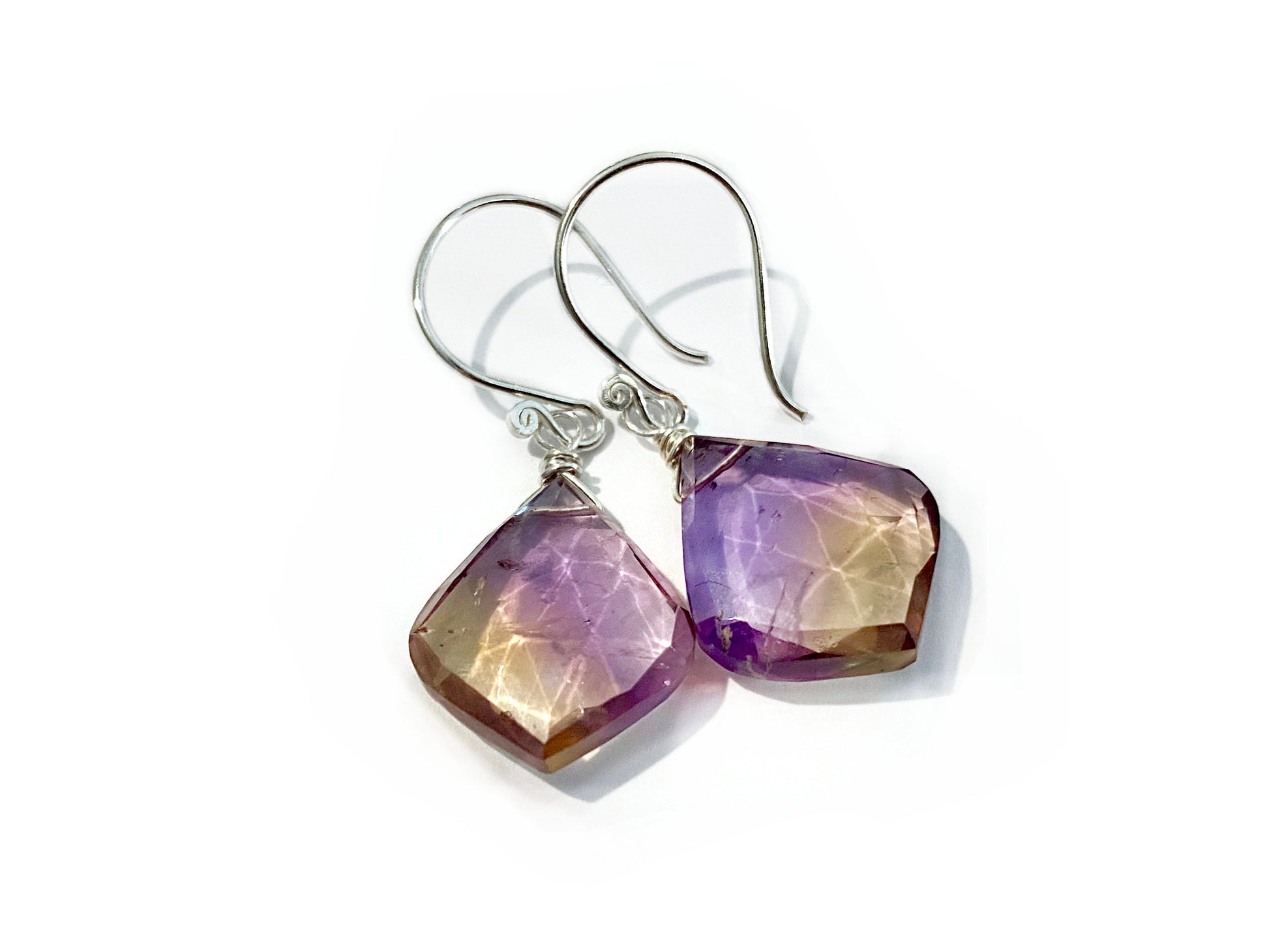 Raw ametrine earrings Raw gemstone earrings Real ametrine jewelry Raw crystal drop earrings Raw amethyst earrings Ametrine crystal earrings