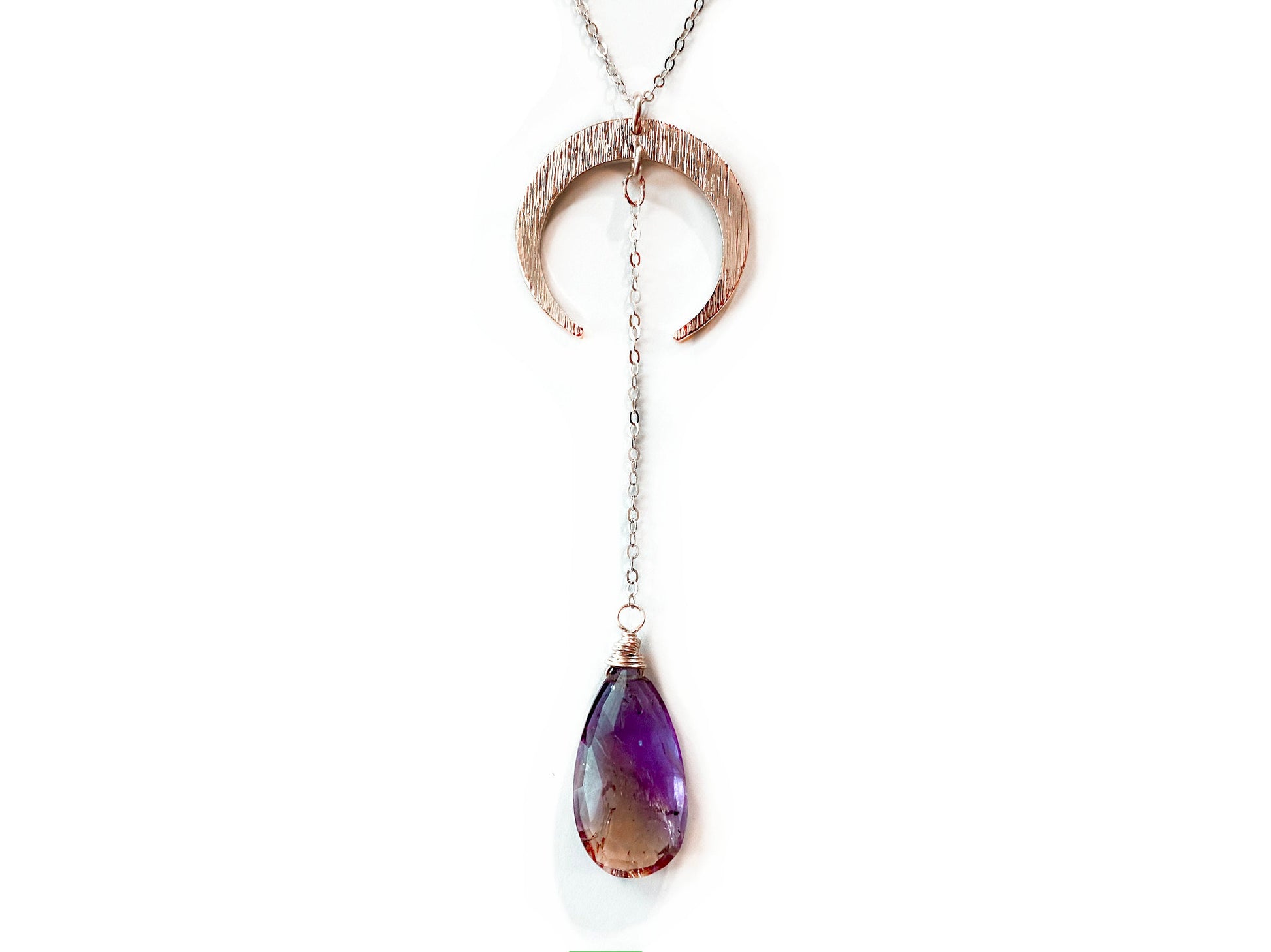 Real ametrine necklace Bolivianite necklace Moon lariat necklace Genuine ametrine pendant Amethyst lariat necklace Natural ametrine jewelry