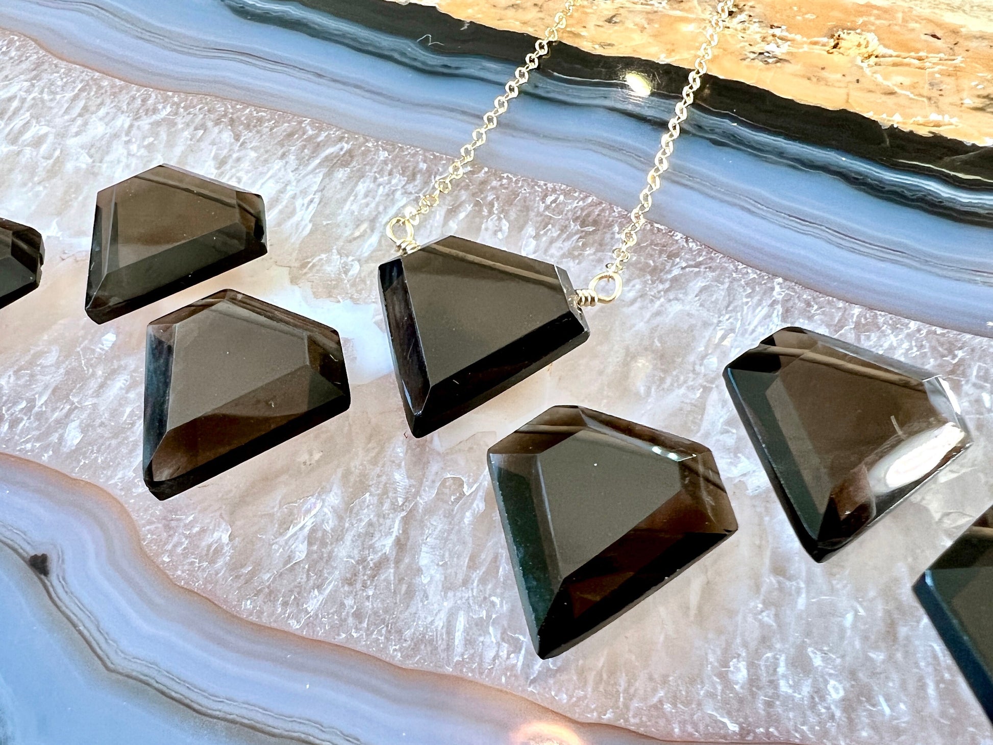 Raw Smoky Quartz necklace Natural smoky quartz point necklace Smoky quartz crystal necklace Smokey quartz necklace Pentagon crystal necklace