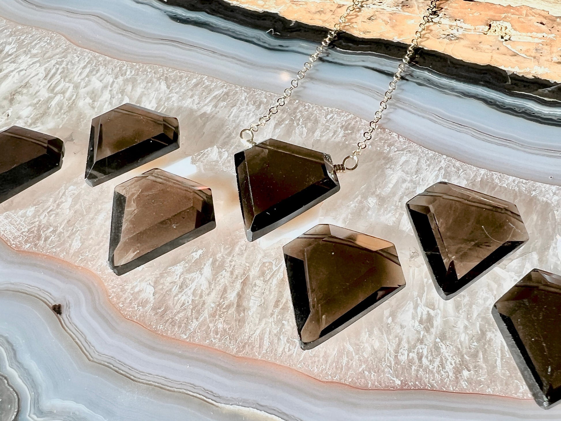 Raw Smoky Quartz necklace Natural smoky quartz point necklace Smoky quartz crystal necklace Smokey quartz necklace Pentagon crystal necklace