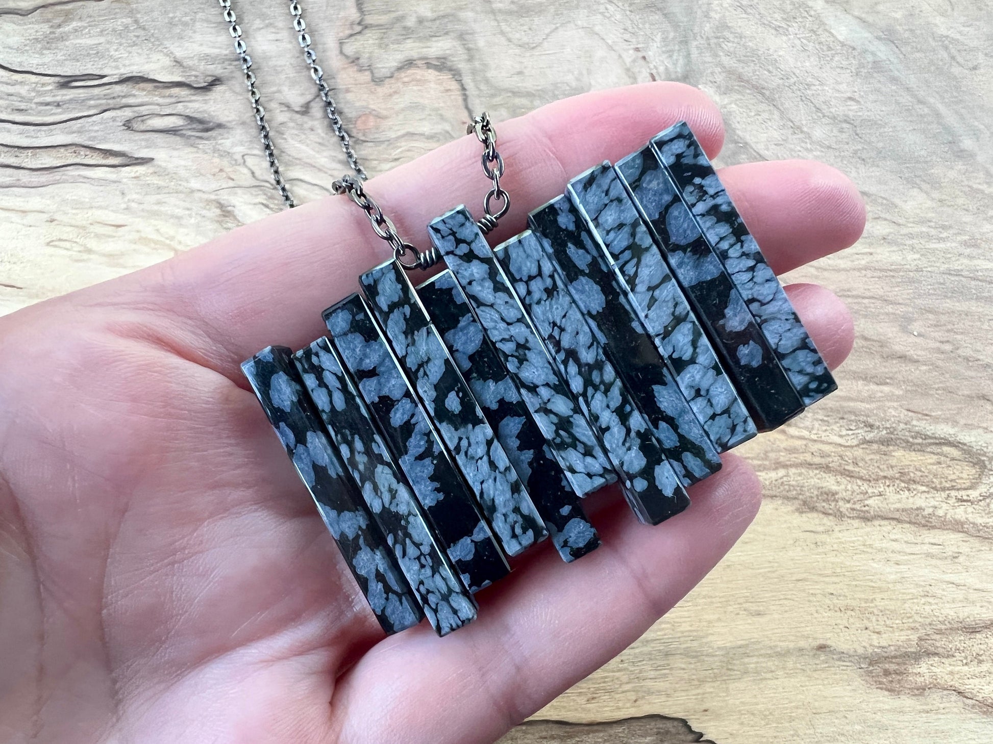 Snowflake Obsidian Necklace for men women Black stone necklace Black Obsidian necklace Volcanic crystal necklace Couples necklaces