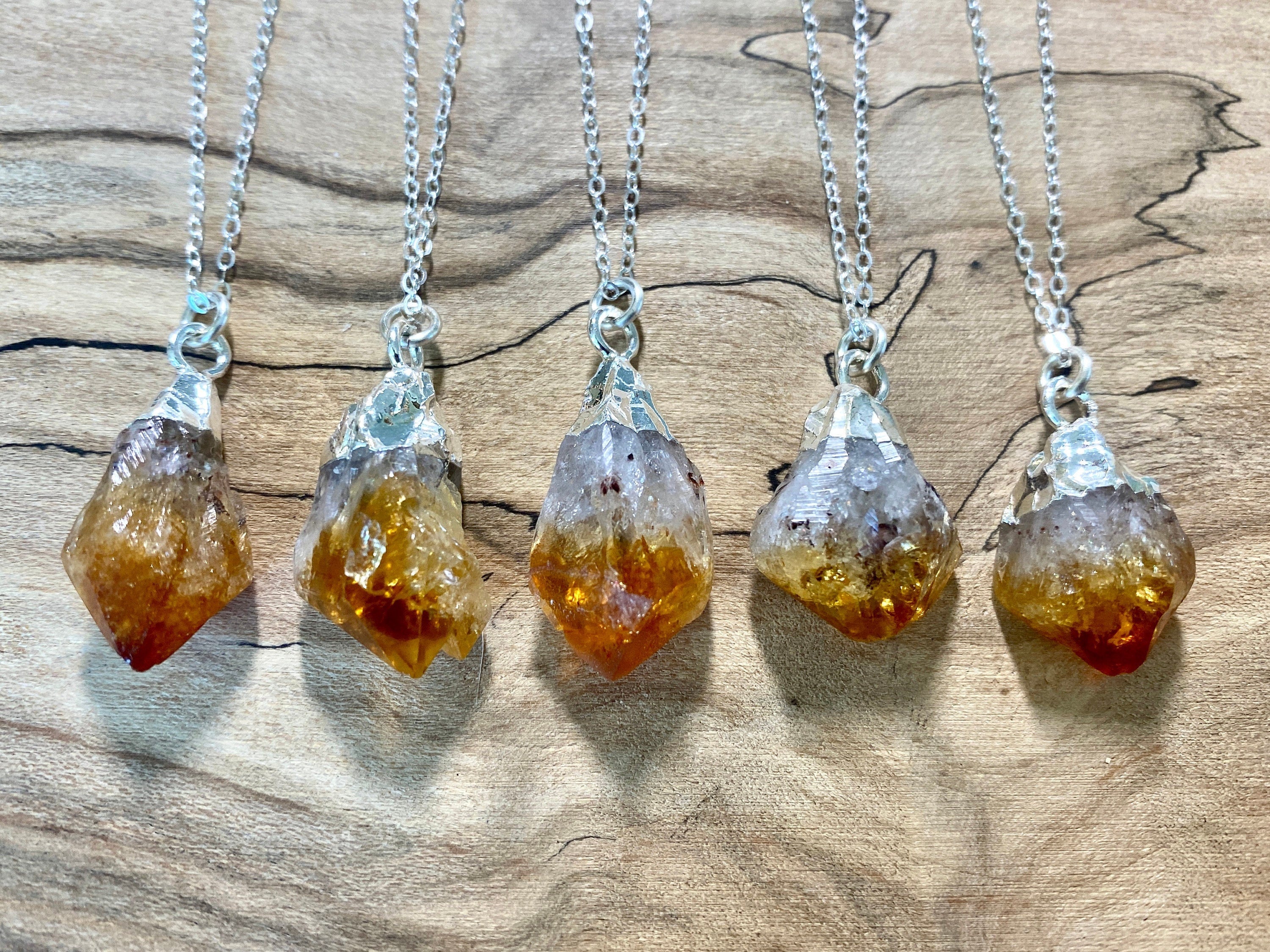 Raw citrine necklace Girlfriend necklace Raw birthstone necklace November birthstone necklace Mens crystal necklace Mens citrine necklace