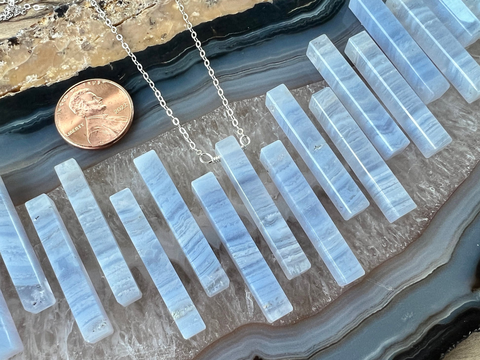 Blue lace agate necklace for men and women Blue agate necklace men Blue chalcedony necklace Healing crystal necklace men Couples necklaces