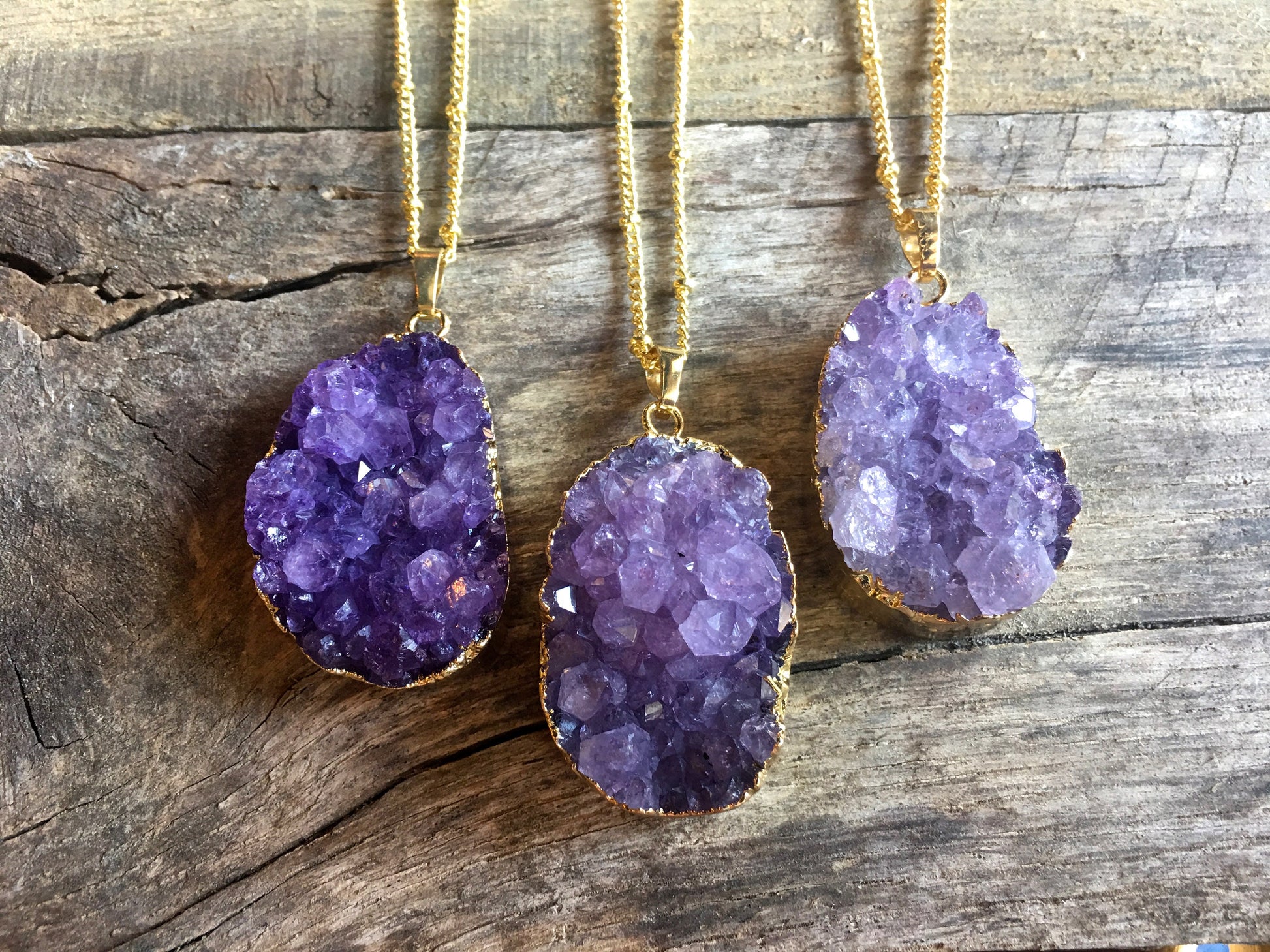 Large amethyst pendant necklace Raw amethyst necklace Natural amethyst geode necklace Real amethyst cluster necklace Amethyst silver gold