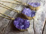 Large amethyst necklace Raw amethyst crystal necklace Amethyst geode necklace Rough amethyst pendant Purple druzy necklace silver gold