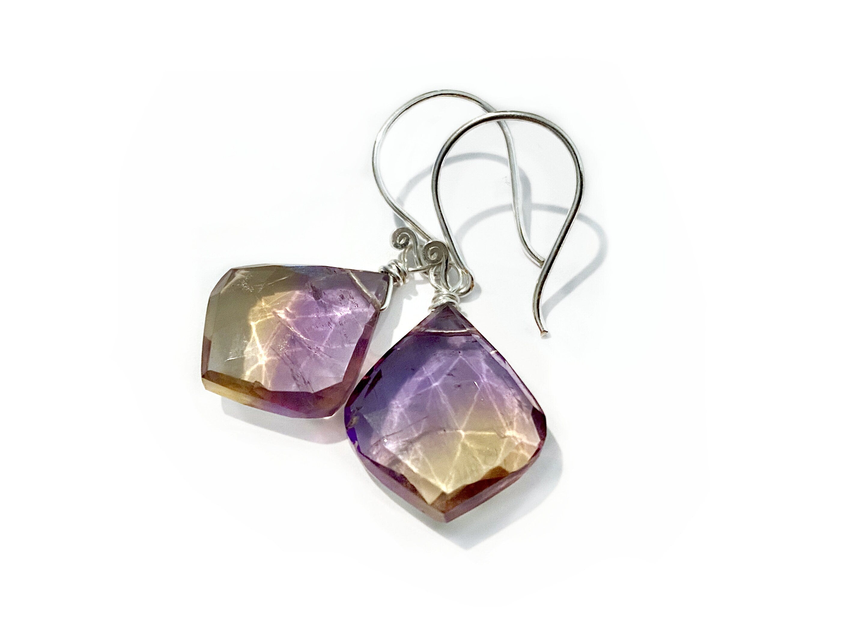 Raw ametrine earrings Raw gemstone earrings Real ametrine jewelry Raw crystal drop earrings Raw amethyst earrings Ametrine crystal earrings