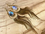 Rainbow moonstone earrings Long fringe earrings Extra long crystal earrings Raw moonstone statement earrings Real moonstone jewelry