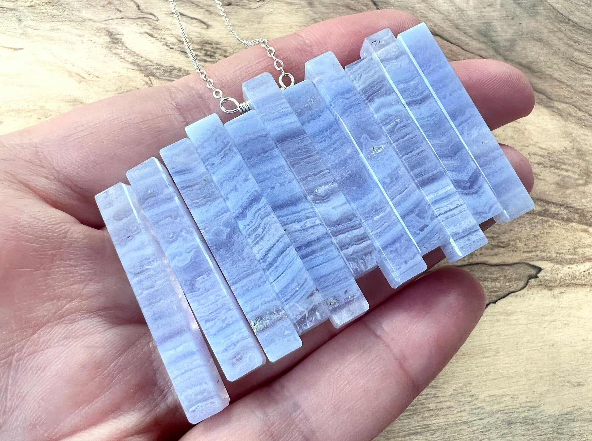 Blue lace agate necklace for men and women Blue agate necklace men Blue chalcedony necklace Healing crystal necklace men Couples necklaces