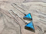 Rainbow moonstone earrings dangle Crystal point earrings Moonstone threader earrings Gemstone point earrings Moonstone triangle earrings