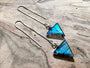 Dainty labradorite earrings sterling silver gemstone threader earrings Silver triangle earrings dangle Geometric crystal earrings threaded