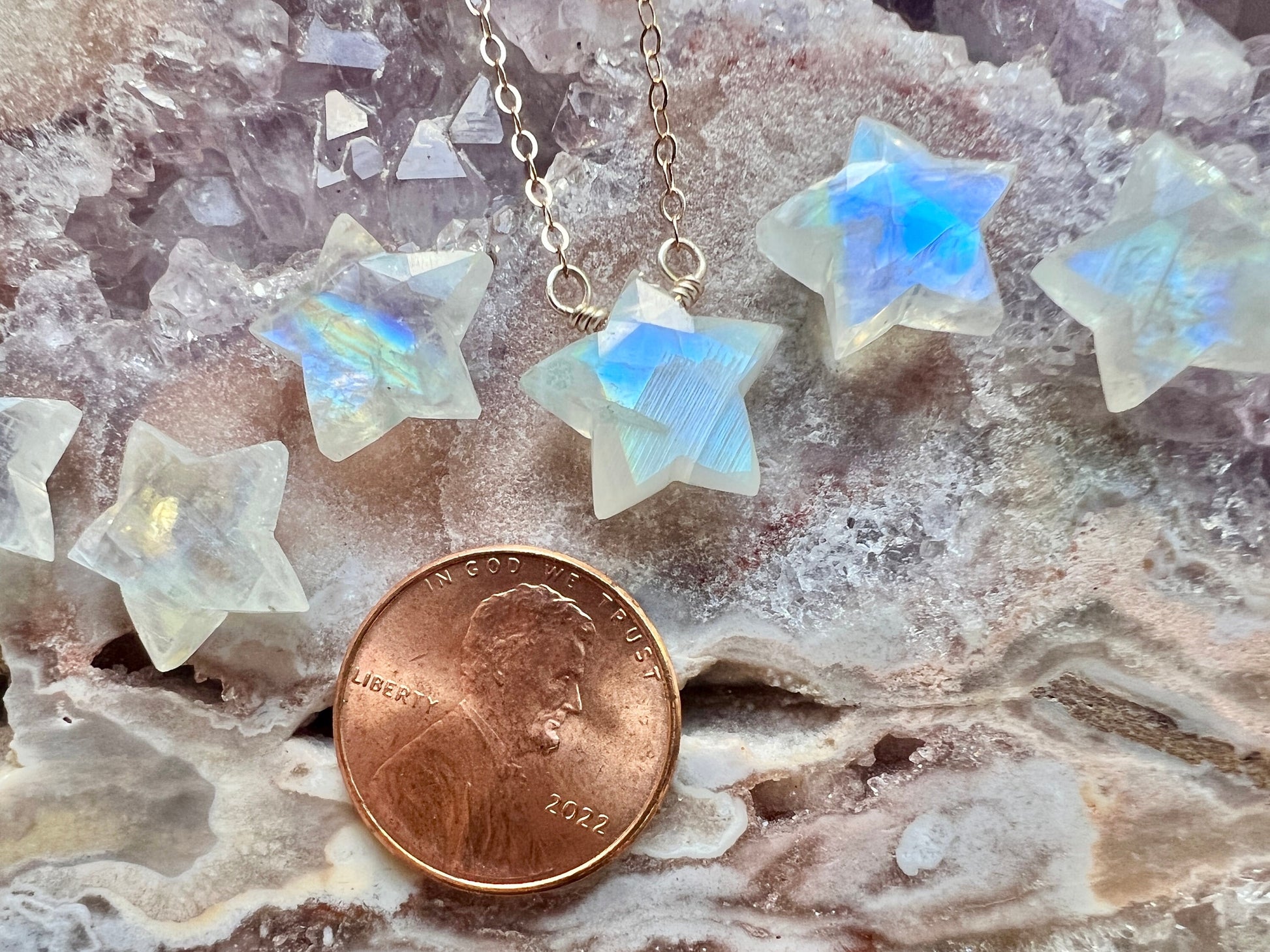 Gemini necklace Small moonstone necklace Star sign necklace June birthstone necklace Moonstone star necklace Gemini gifts June birthday gift