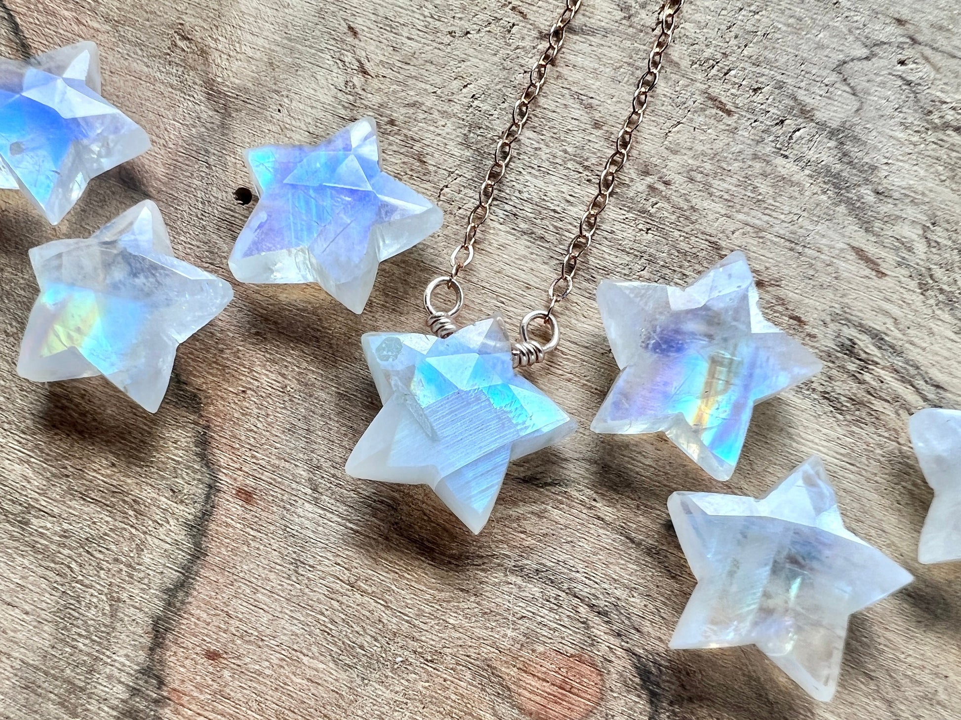Gemini necklace Small moonstone necklace Star sign necklace June birthstone necklace Moonstone star necklace Gemini gifts June birthday gift