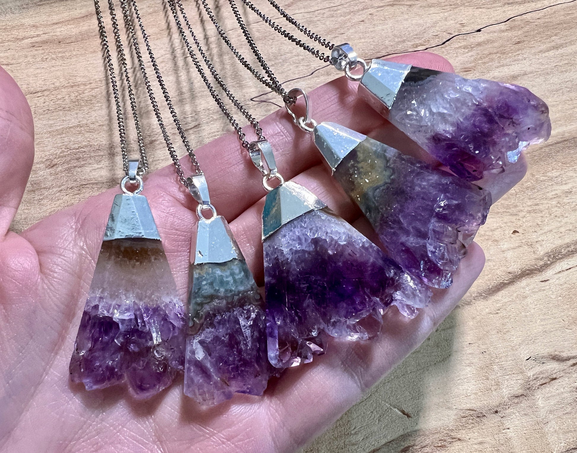 Raw Amethyst necklace Natural amethyst geode necklace Raw amethyst jewelry Large amethyst pendent Talisman necklace Long crystal necklace