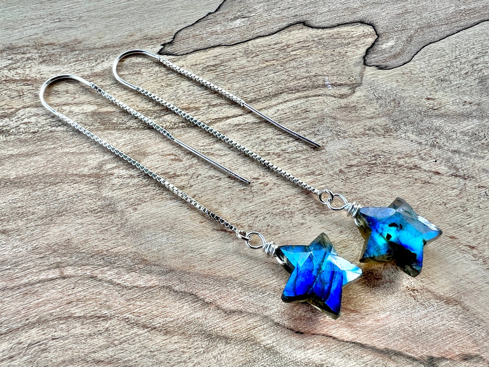 Raw moonstone star earrings Little crystal star earrings Black moonstone earrings Gemstone star earrings silver Rainbow moonstone earrings