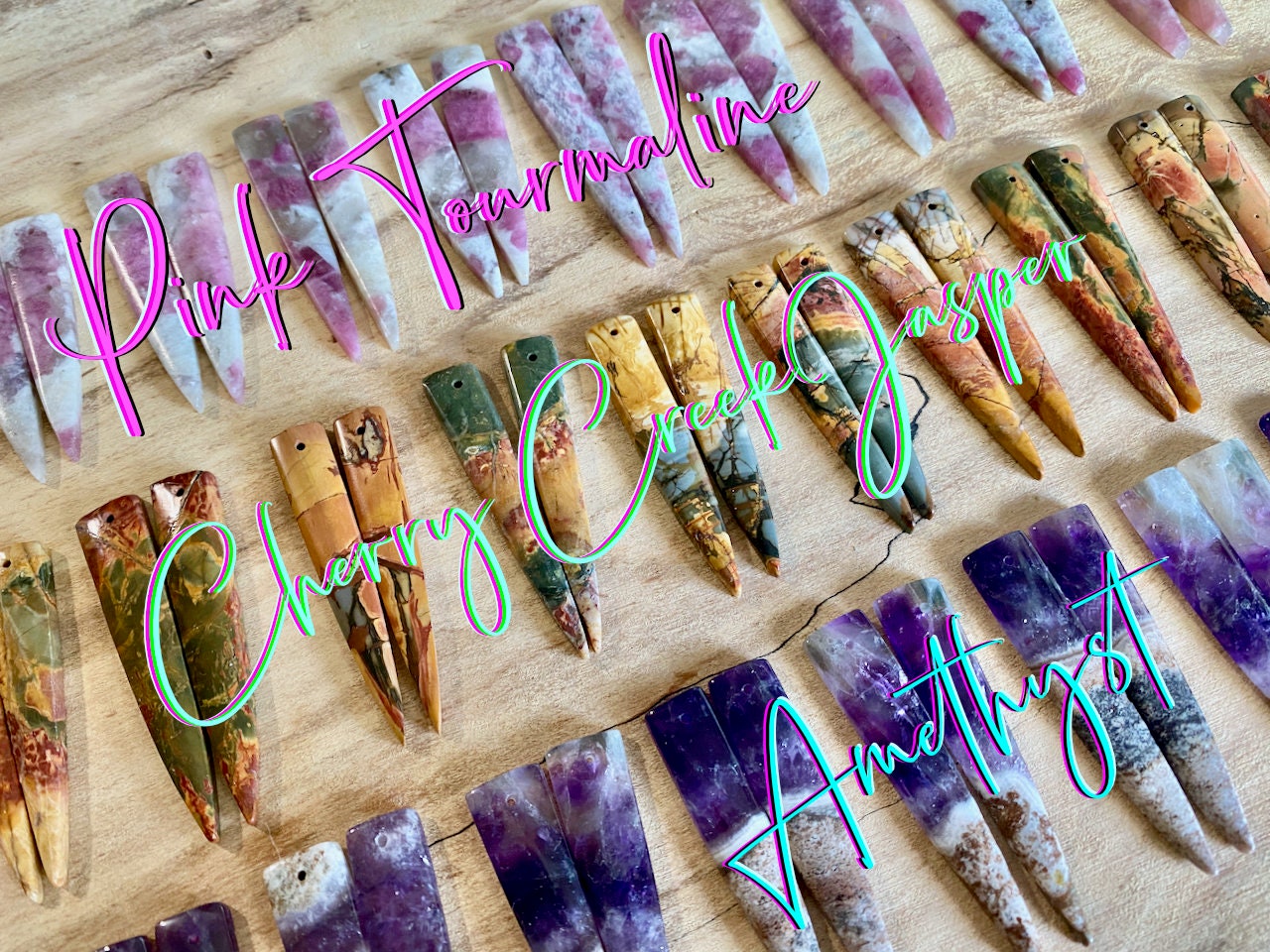 Picasso Jasper earrings dangle Long crystal earrings Red jasper earrings Crystal spike earrings Cherry creek jasper earrings Crystal point