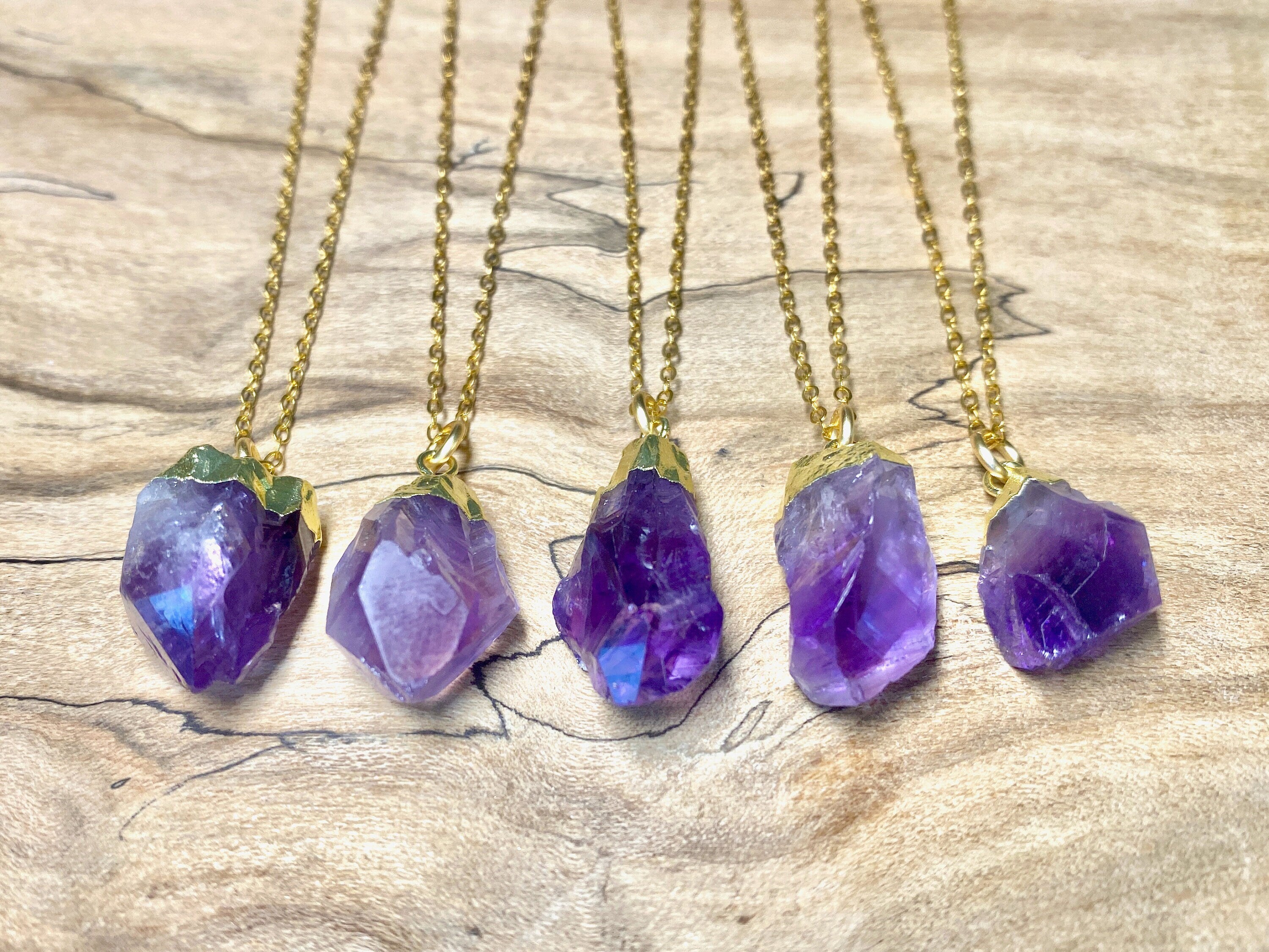 Raw amethyst necklace for men women Rough amethyst nugget necklace Raw birthstone necklace February birthstone necklace Real amethyst chunk
