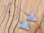 Rainbow moonstone earrings dangle Crystal point earrings Moonstone threader earrings Gemstone point earrings Moonstone triangle earrings