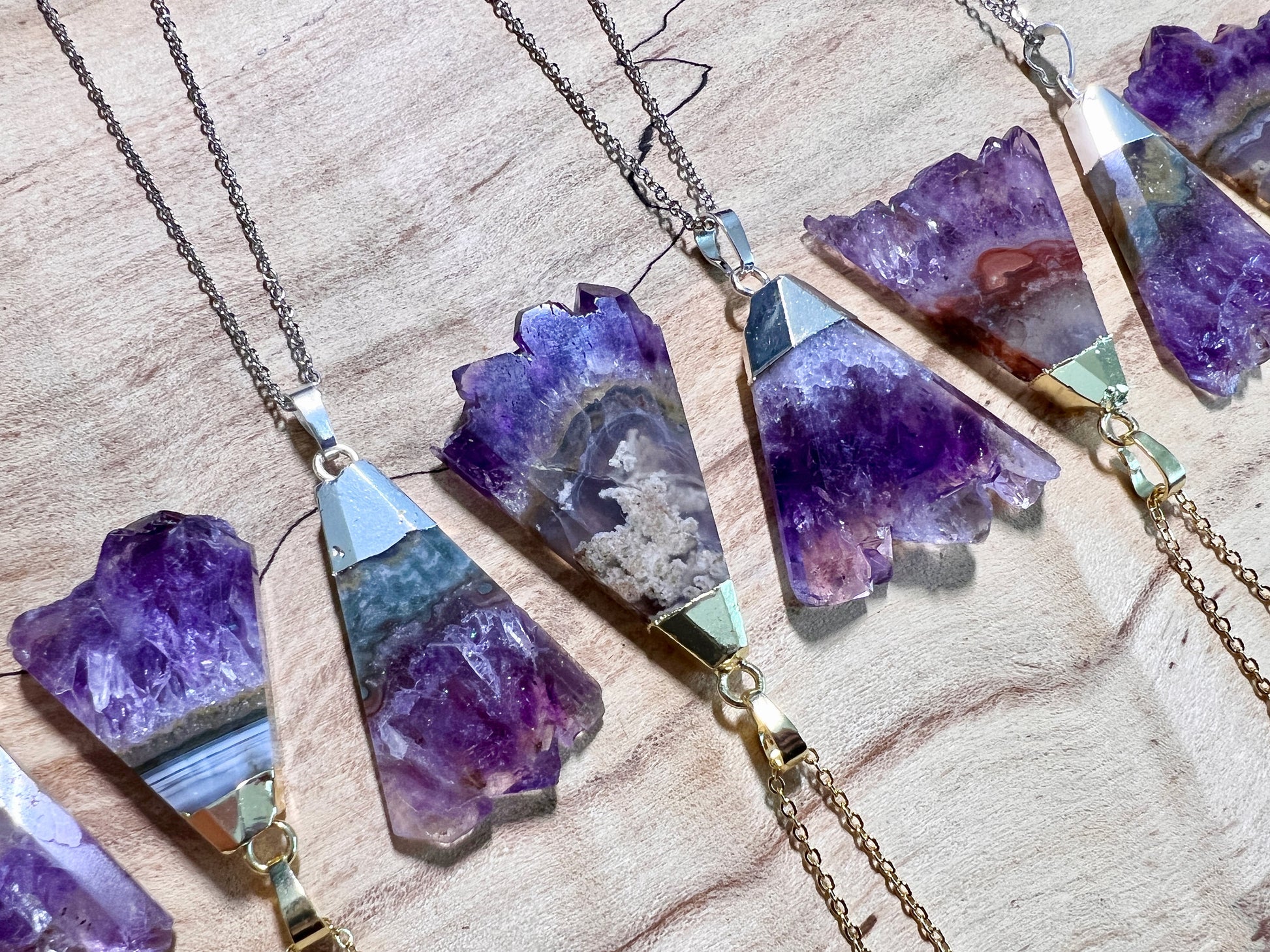 Raw Amethyst necklace Natural amethyst geode necklace Raw amethyst jewelry Large amethyst pendent Talisman necklace Long crystal necklace
