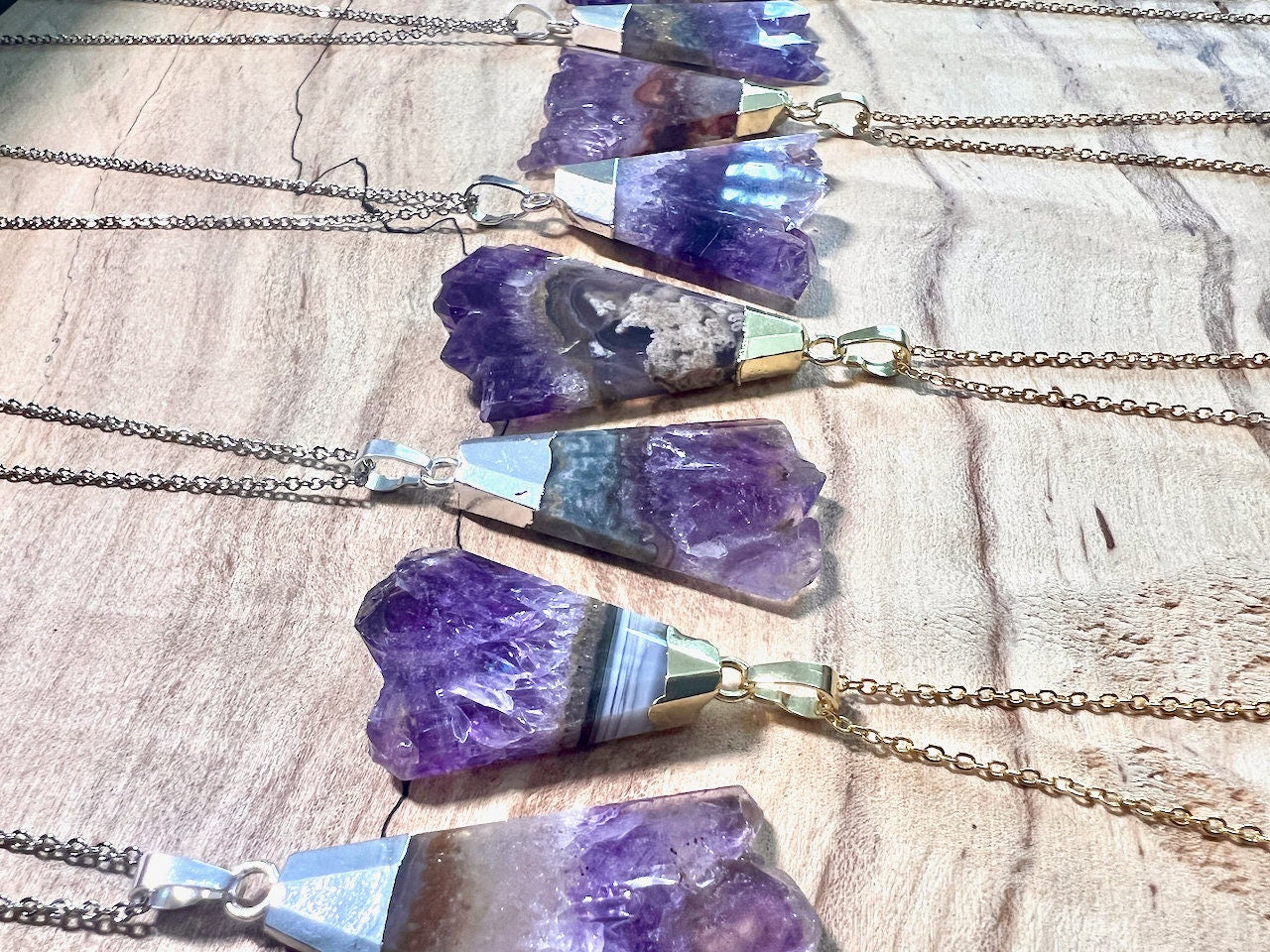 Raw Amethyst necklace Natural amethyst geode necklace Raw amethyst jewelry Large amethyst pendent Talisman necklace Long crystal necklace
