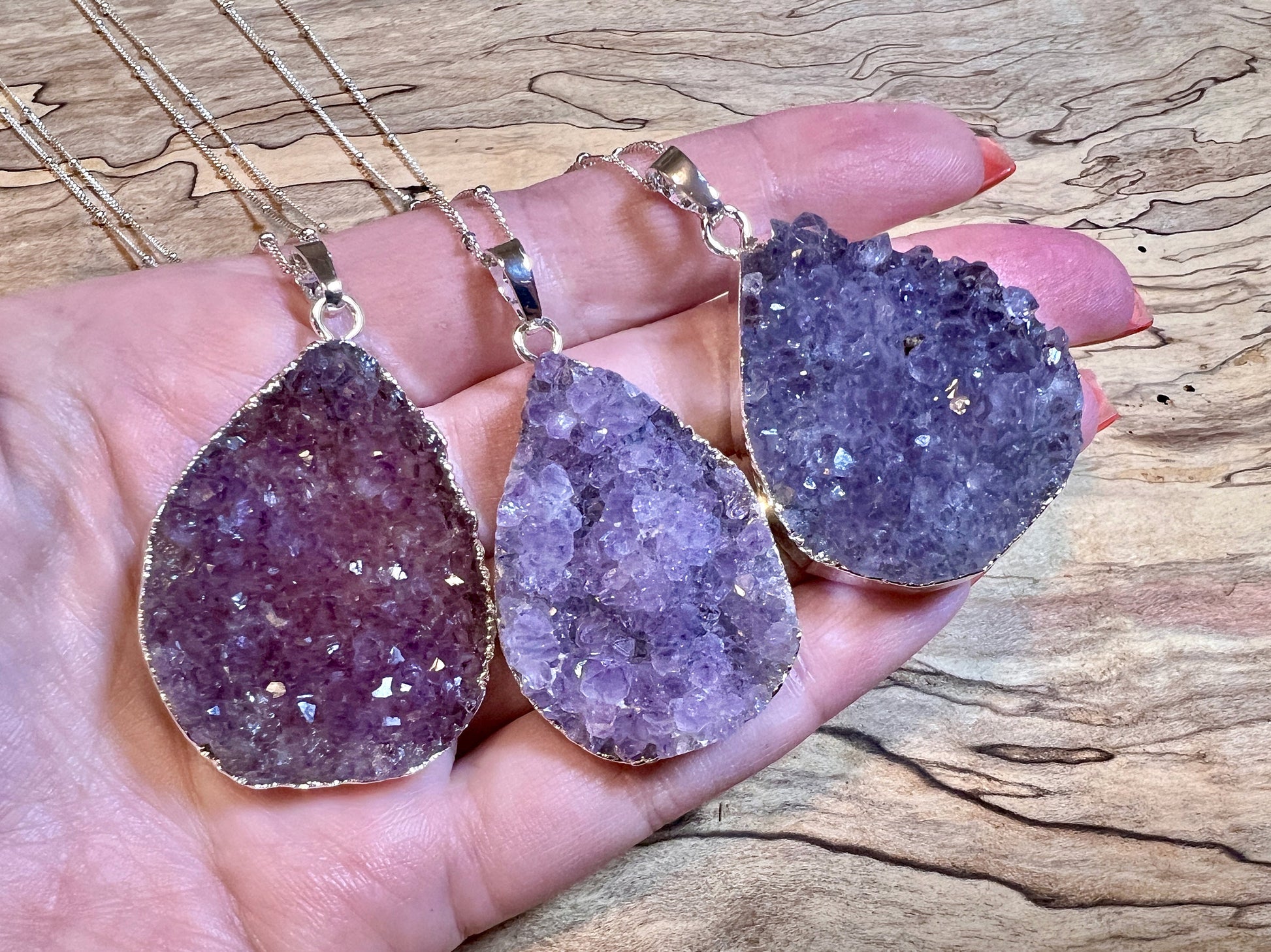 Large amethyst pendant necklace Raw amethyst necklace Natural amethyst geode necklace Real amethyst cluster necklace Amethyst silver gold