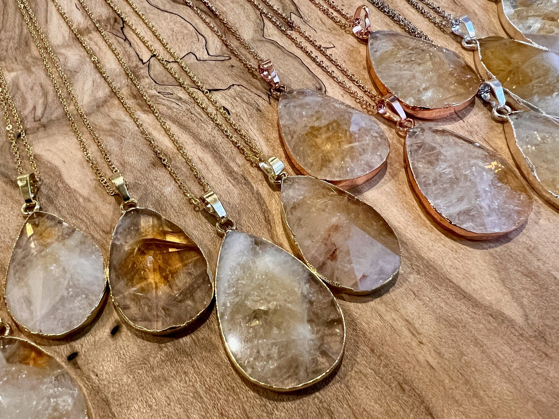 Raw citrine necklace for women Large citrine pendant necklace Real citrine jewelry Gold citrine pendulum Yellow crystal necklace