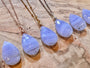 Natural Blue Lace Agate necklace gold Raw Blue lace agate pendant necklace Blue Lace Agate jewelry for women Blue Chalcedony necklace
