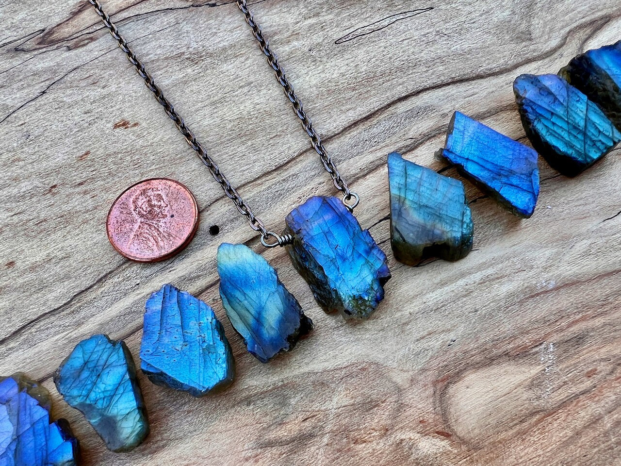 Natural labradorite necklace for men women Raw crystal slice necklace Blue moonstone necklace rough unpolished gemstone jewelry