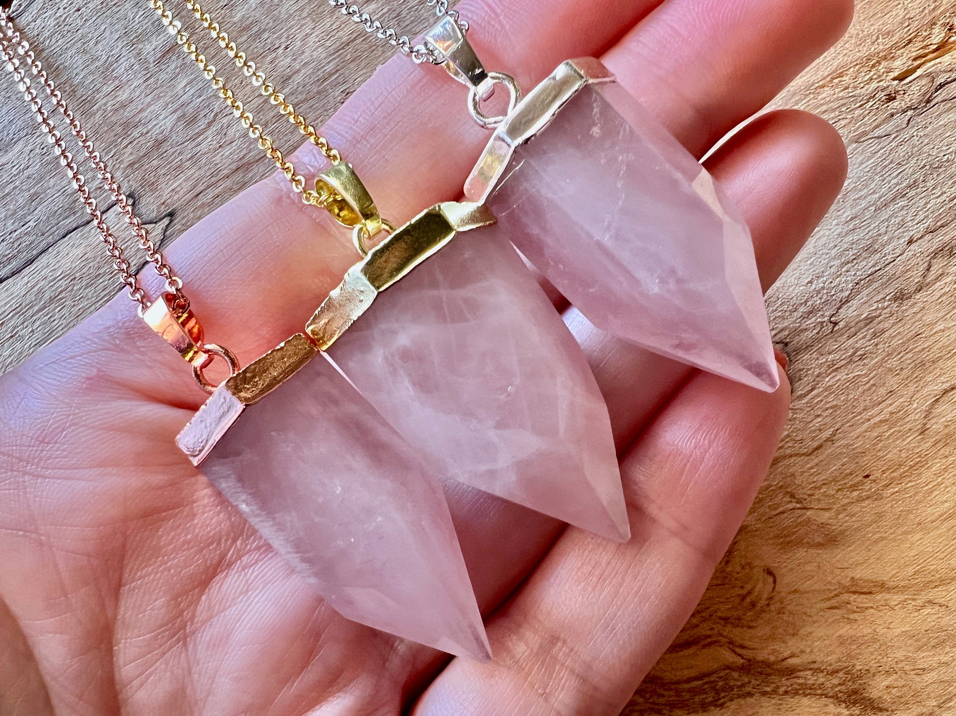 Raw rose quartz point necklace Real rose quartz jewelry Natural rose quartz necklace for women Pink quartz necklace Rose quartz pendulum