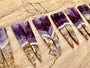 Dream amethyst earrings gift for her Chevron amethyst point earrings Banded amethyst crystal earrings Dogtooth amethyst jewelry February