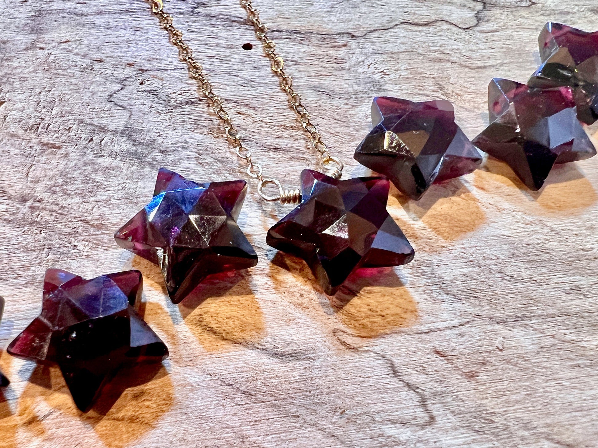 Small garnet necklace January birthstone necklace Red garnet necklace for women Raw garnet birthstone necklace Real garnet star necklace