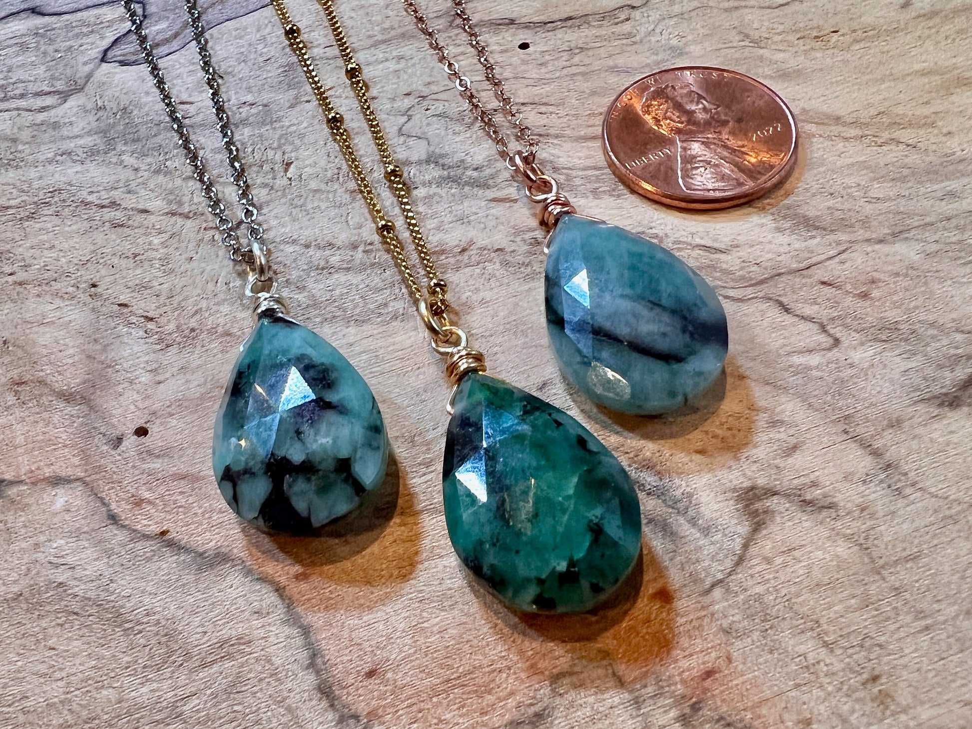Raw emerald necklace for women May birthstone necklace Taurus necklace Genuine emerald jewelry natural Large emerald teardrop necklace