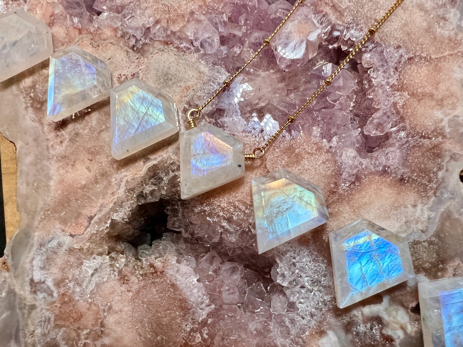 Rainbow moonstone necklace Gemini necklace June birthstone necklace Gemini gifts June birthday gift Raw moonstone pendant for women