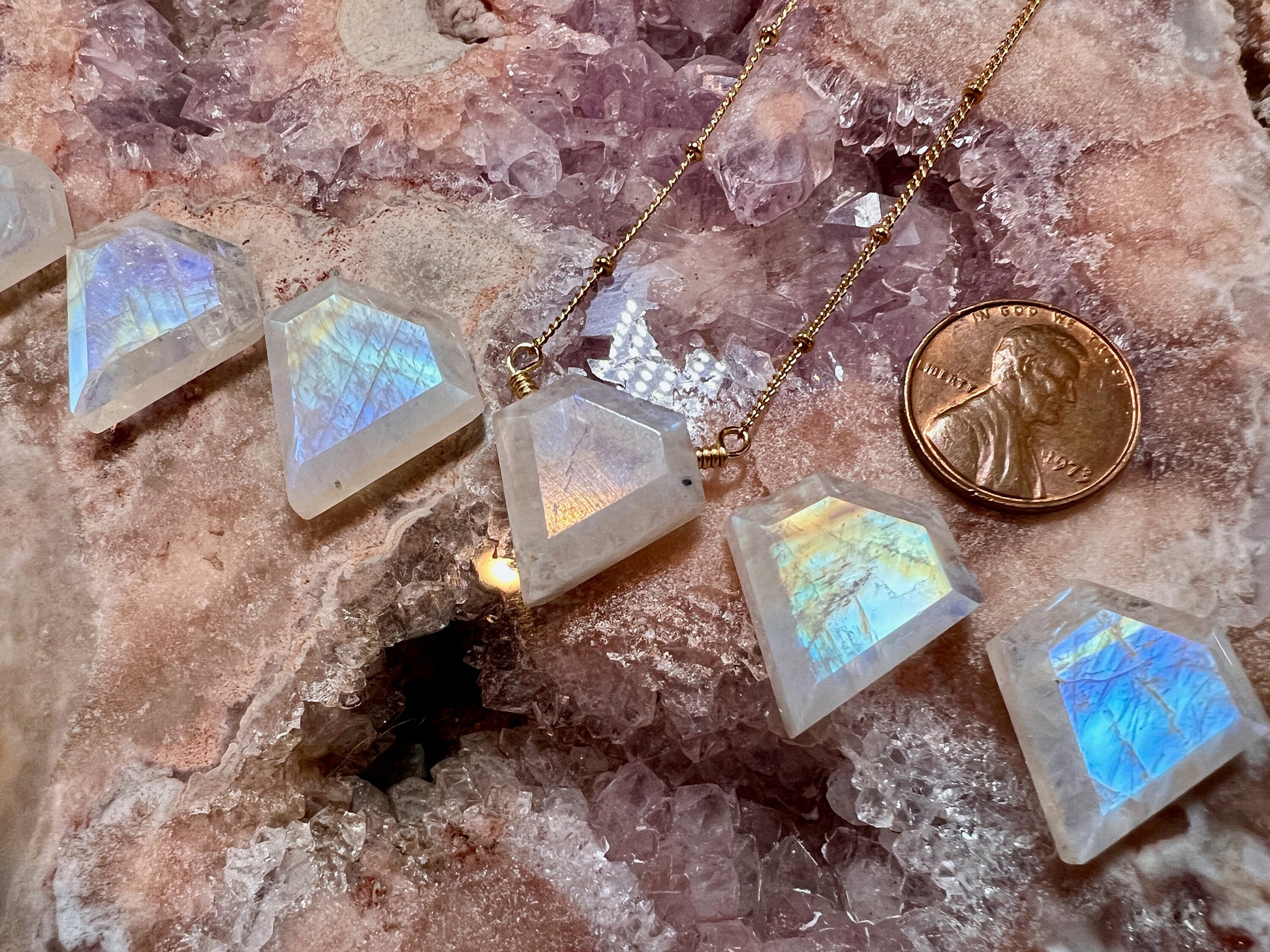 Rainbow moonstone necklace Gemini necklace June birthstone necklace Gemini gifts June birthday gift Raw moonstone pendant for women