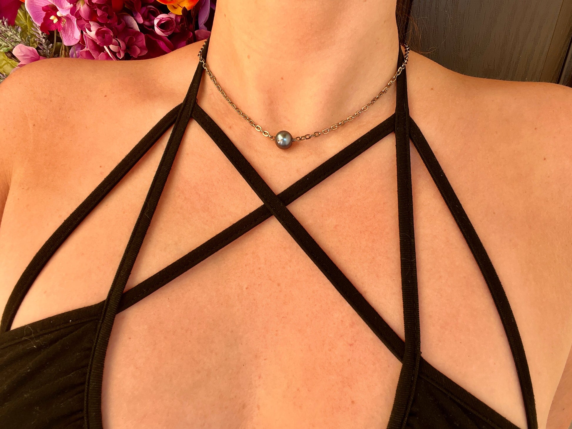 Single pearl necklace Freshwater pearl necklace Black pearl necklace Gemini gifts Womens mens pearl necklace Real pearl necklace