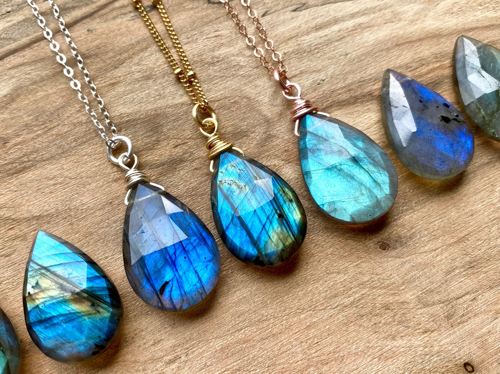 Raw labradorite necklace