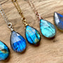 Rainbow labradorite crystal necklace for best friends Raw labradorite necklace Labradorite teardrop pendant Flashy labradorite jewelry