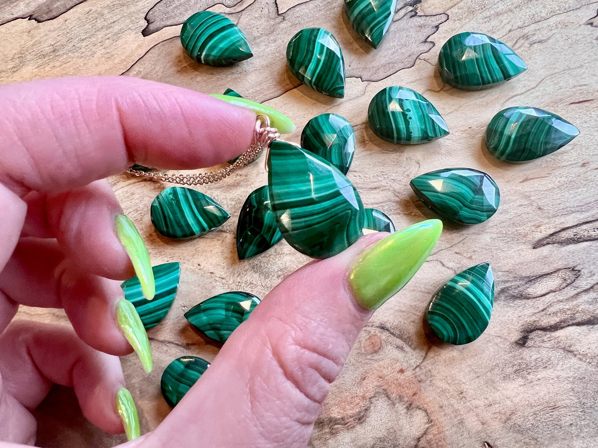 Green malachite necklace gold Raw Malachite pendant necklace sterling silver Real malachite jewelry men women Genuine malachite slab natural