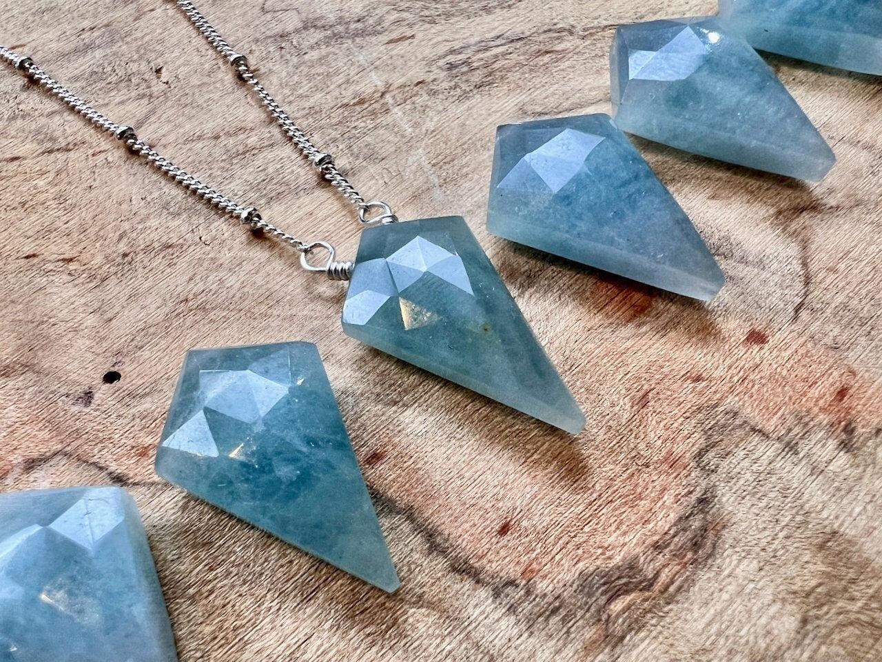 Raw Aquamarine necklace for women Real aquamarine pendant March birthstone necklace Aqua marine necklace Genuine aquamarine crystal necklace