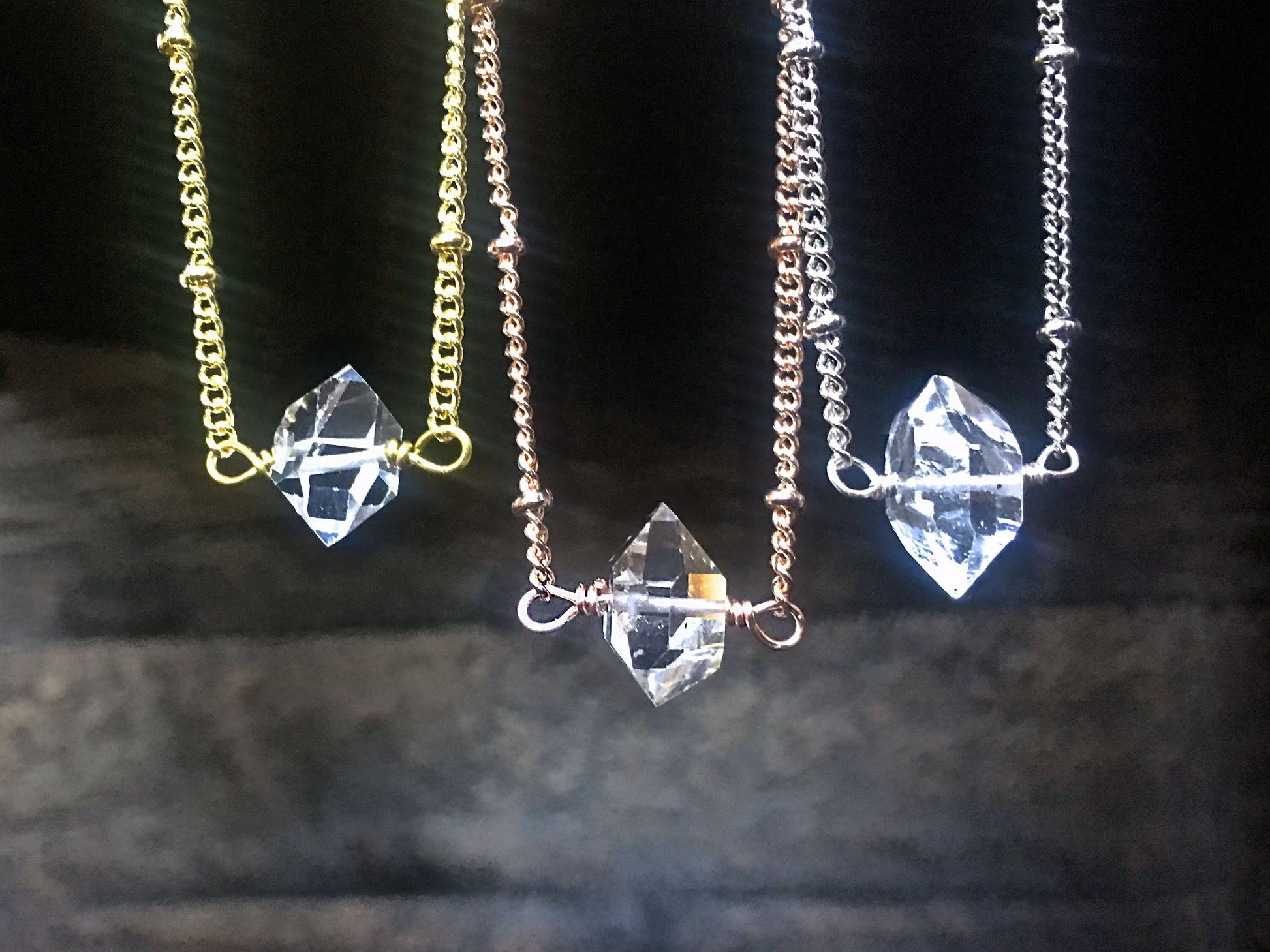 Raw diamond necklace Herkimer diamond necklaces for women April birthstone necklace Quartz diamond birthstone necklace April birthstone gift