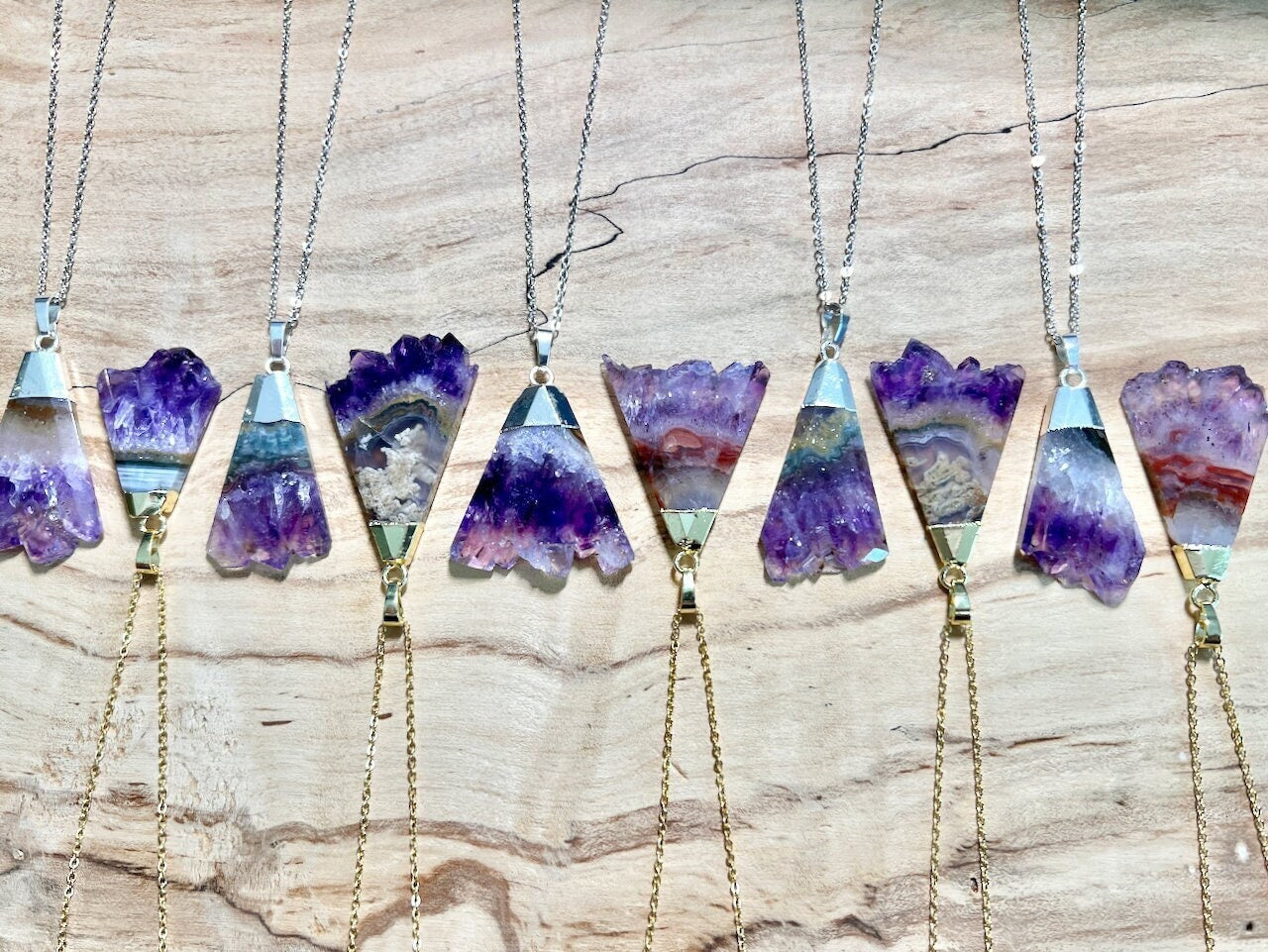 Raw Amethyst necklace Natural amethyst geode necklace Raw amethyst jewelry Large amethyst pendent Talisman necklace Long crystal necklace