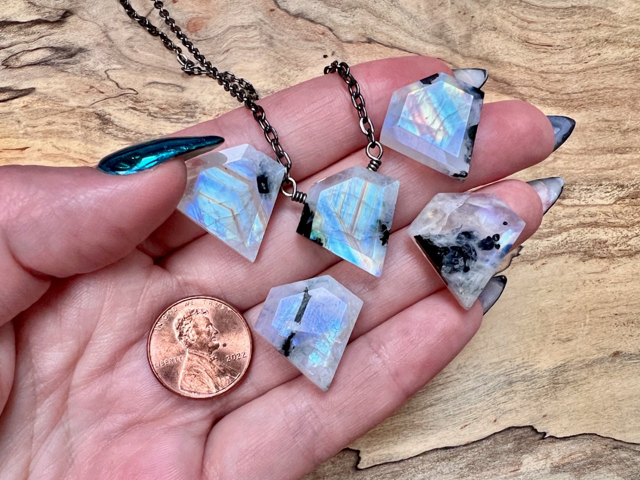 Raw moonstone jewelry Handcrafted crystal necklaces for women Moonstone gifts for friends Raw gemstone jewelry Black moonstone necklace