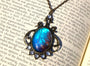 Real blue morpho butterfly necklace Vintage modernist jewelry space butterfly gift for girlfriend Fantasy themed jewelry Dark souls Cosplay