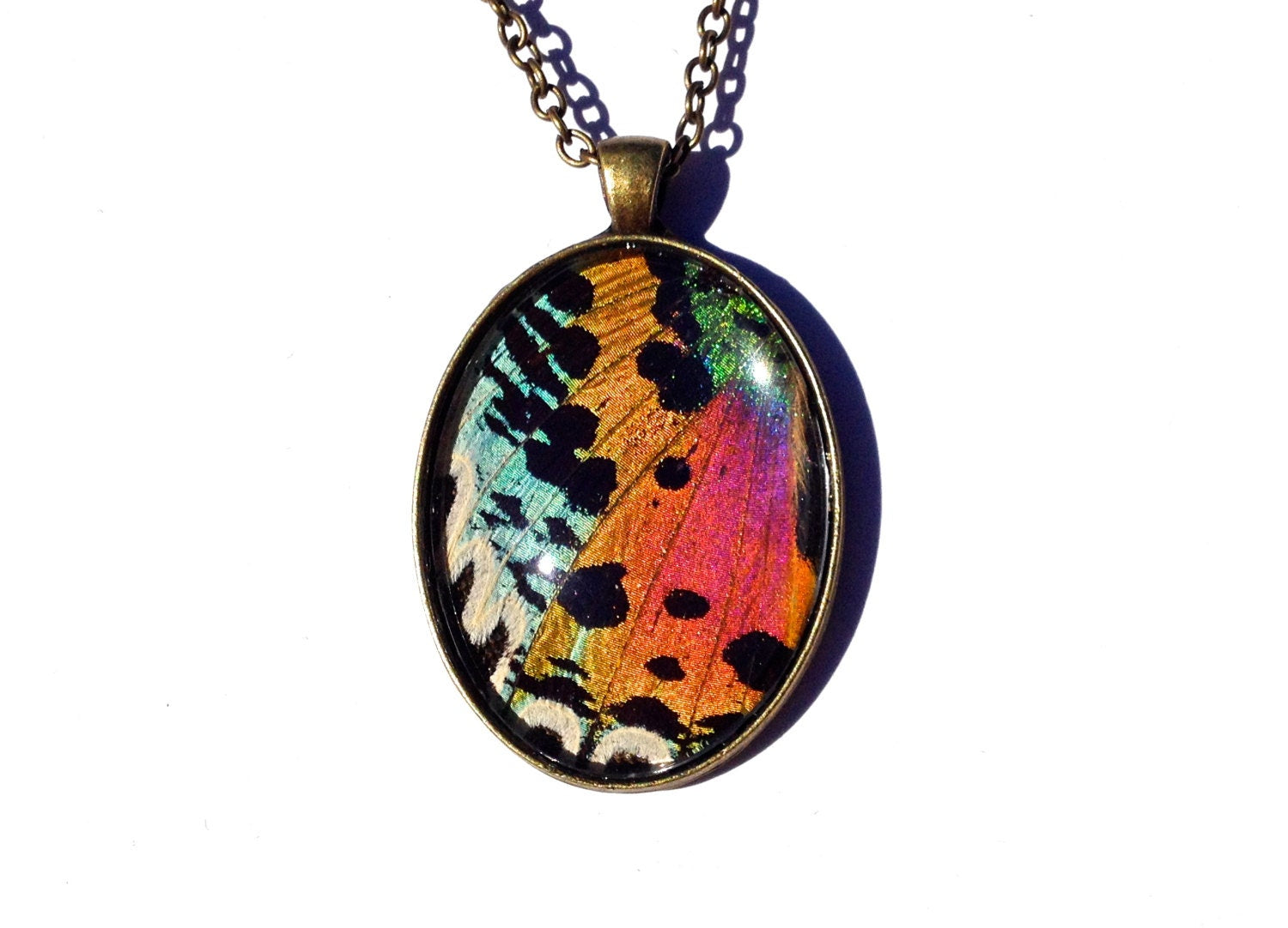 Real moth necklace Rainbow necklace Madagascar Sunset Moth wings Entomologist gift Rainbow Quartz pendant Framed Moth rainbow moth gifts