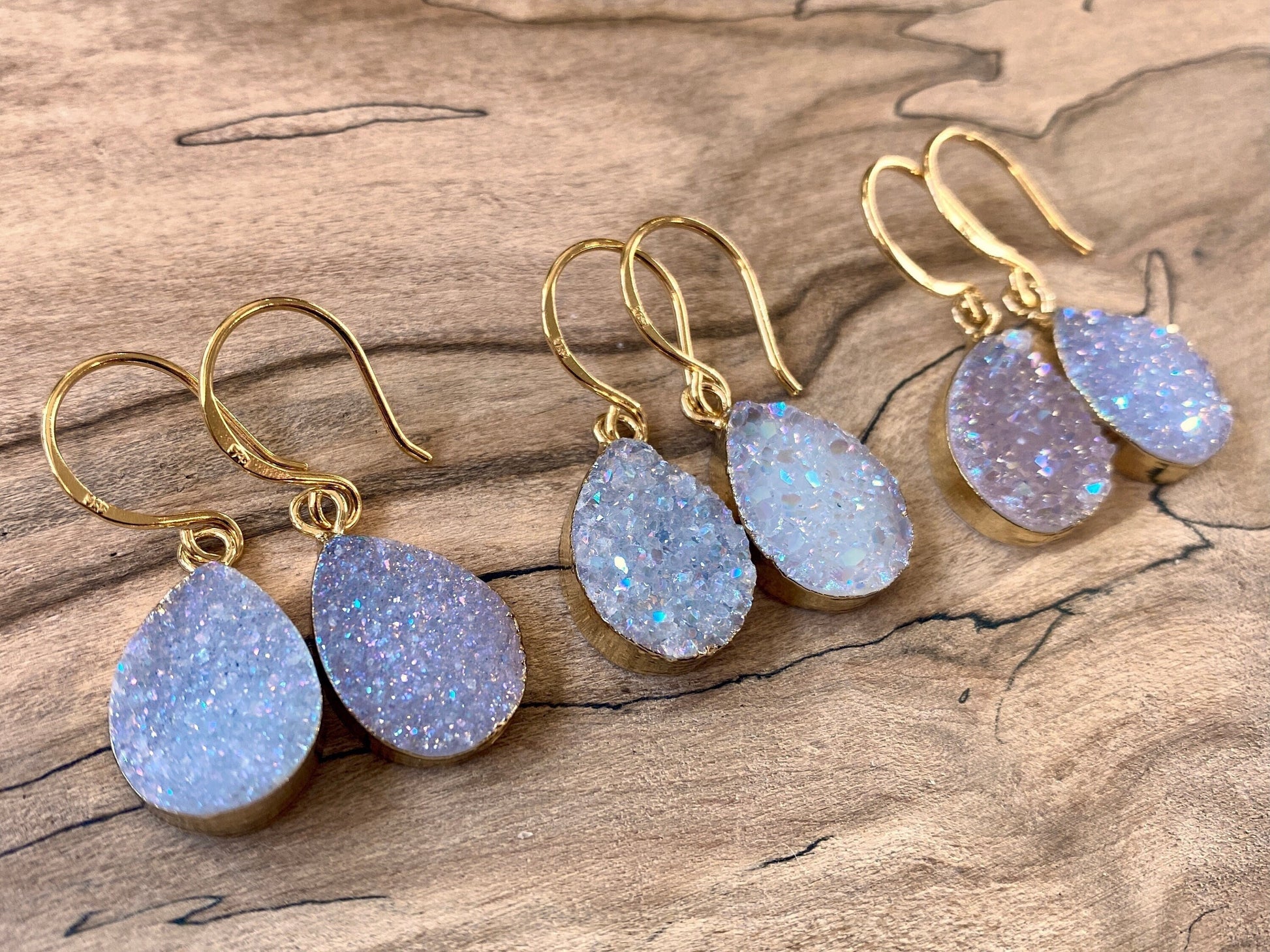 Raw druzy earrings Angel aura earrings Raw druzy jewelry Druzy geode earrings dangle drusy earrings Angel aura quartz earrings Bridesmaid