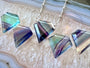 Striped fluorite necklace for women Rainbow fluorite pendulum Crystal shield necklace Raw flurite necklace Rainbow fluorite pendant