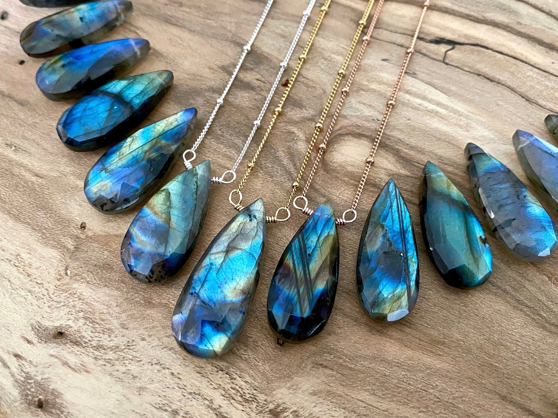 Rainbow labradorite necklace Raw crystal necklaces for anxiety protection Crystal necklace wire wrapped labradorite jewelry for men women